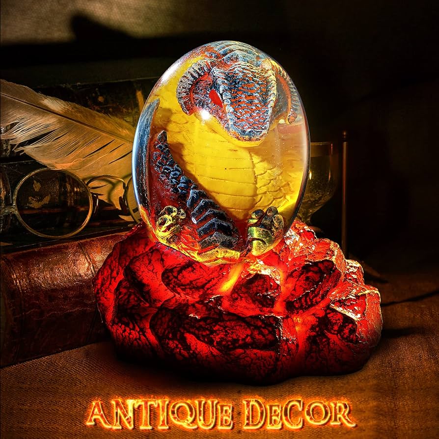 Buy Lava Dragon Egg with Lighting Base Resin Transparent Dragon